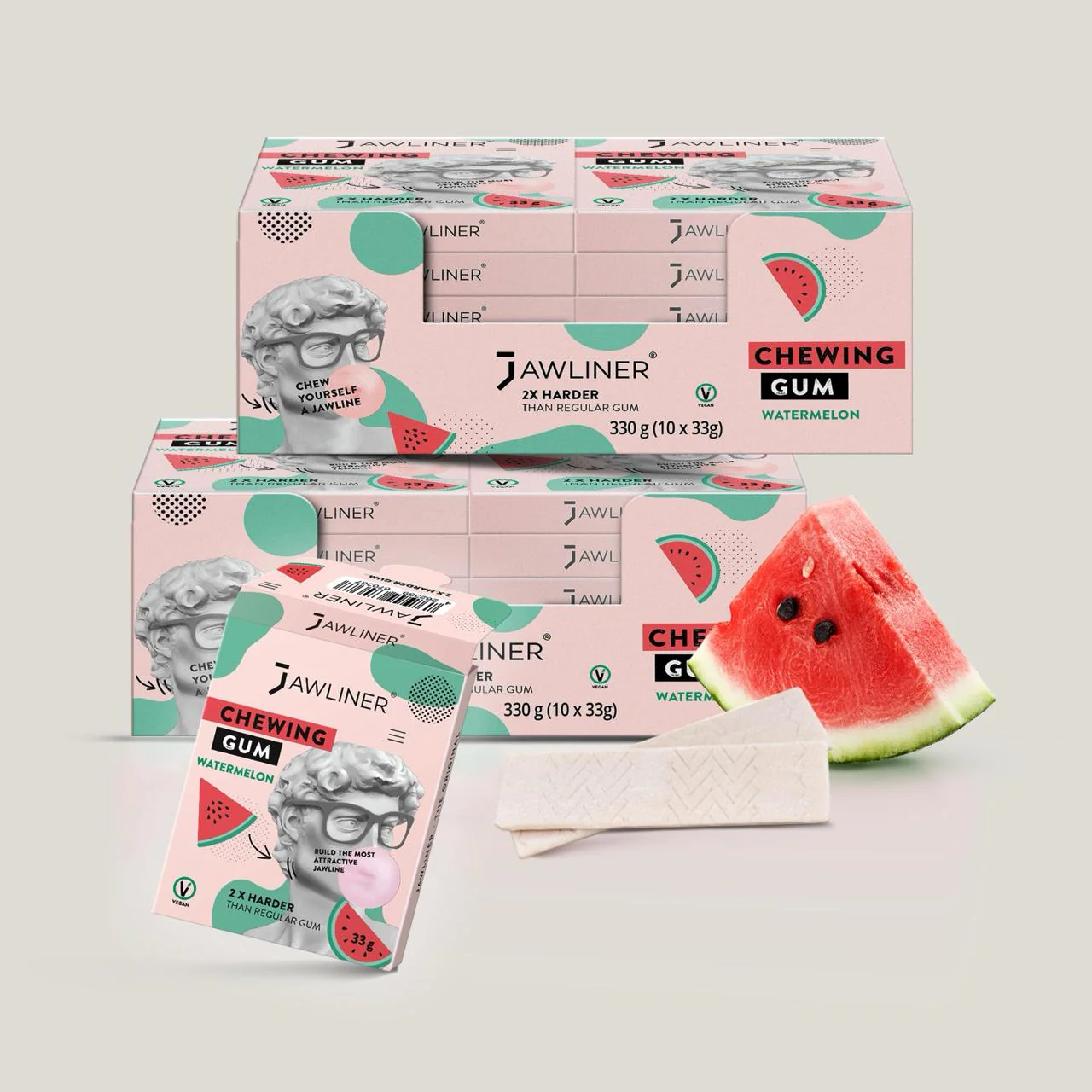JAWLINER® Chewing Gum Medium Hard Watermelon - Image 16