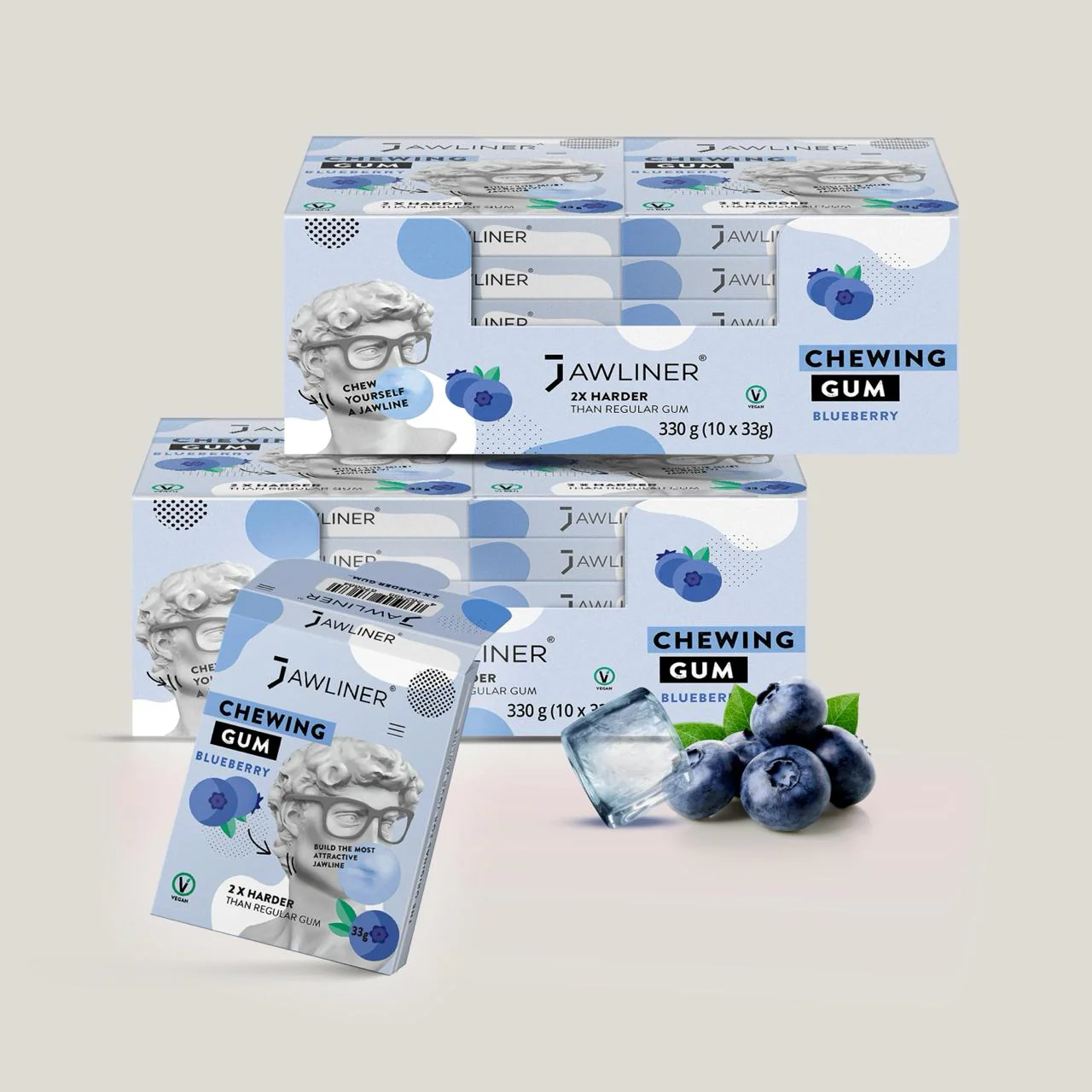 JAWLINER® Chewing Gum Medium Hard Blueberry - Image 16