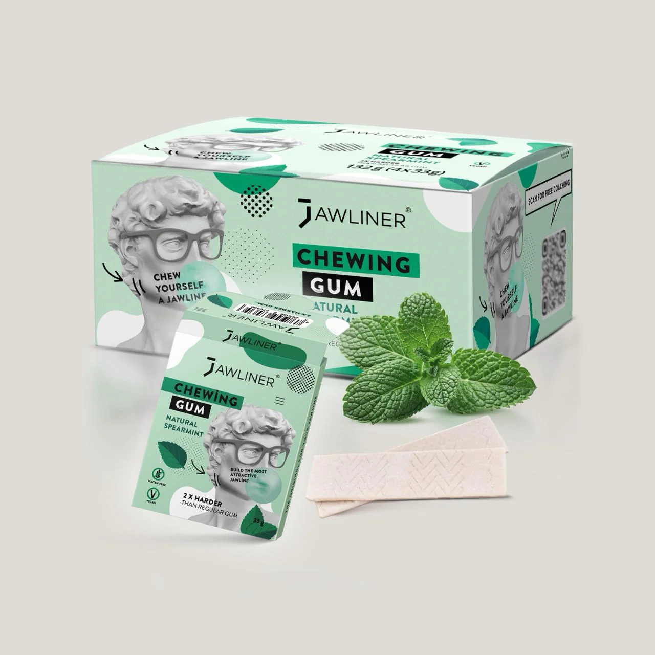 JAWLINER® Chewing Gum Medium Hard Spearmint - Image 15