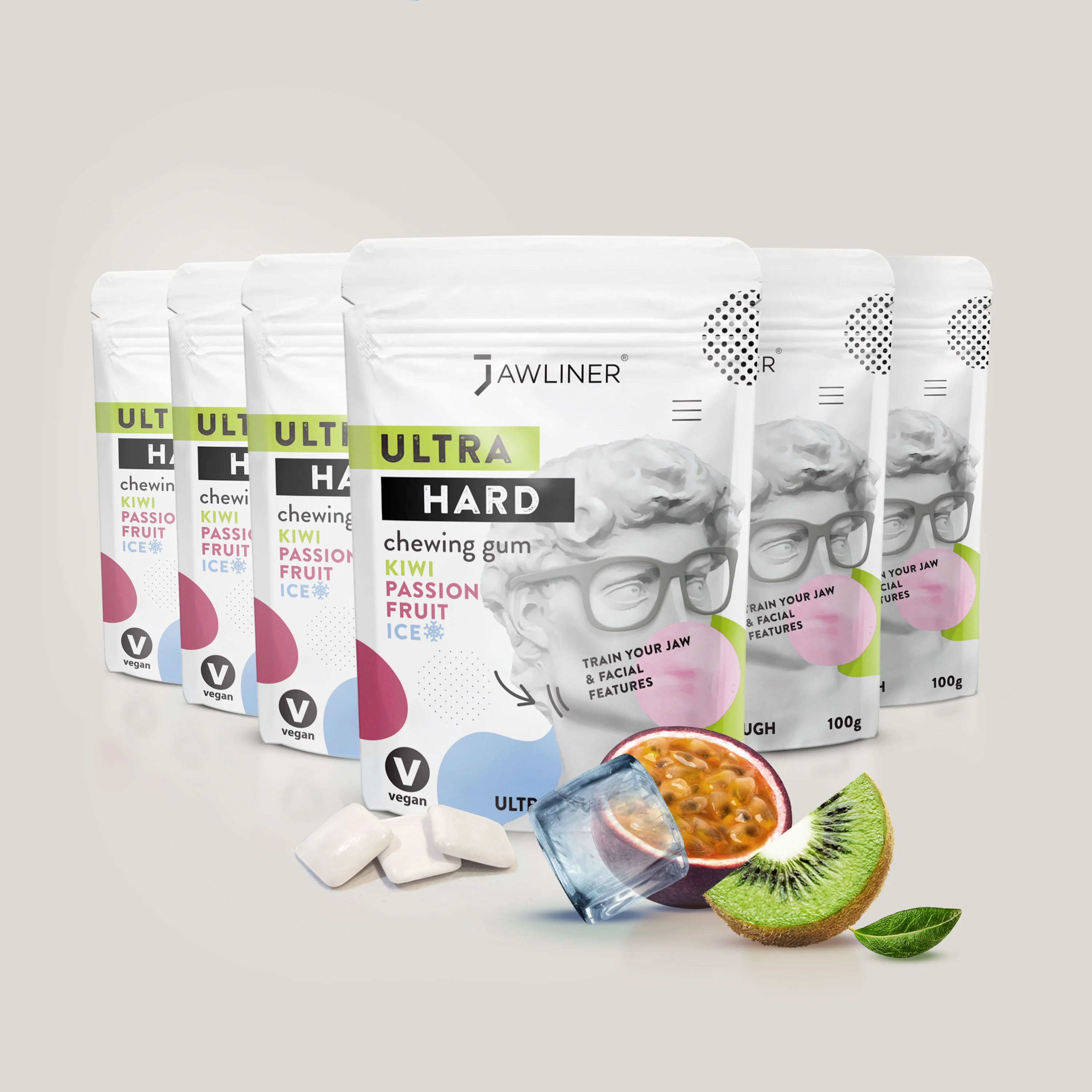 JAWLINER® Chewing Gum Ultra Hard Kiwi Passion Fruit Ice - Image 19